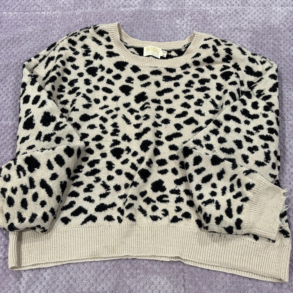Nation LTD Black and Cream Leopard Sweater